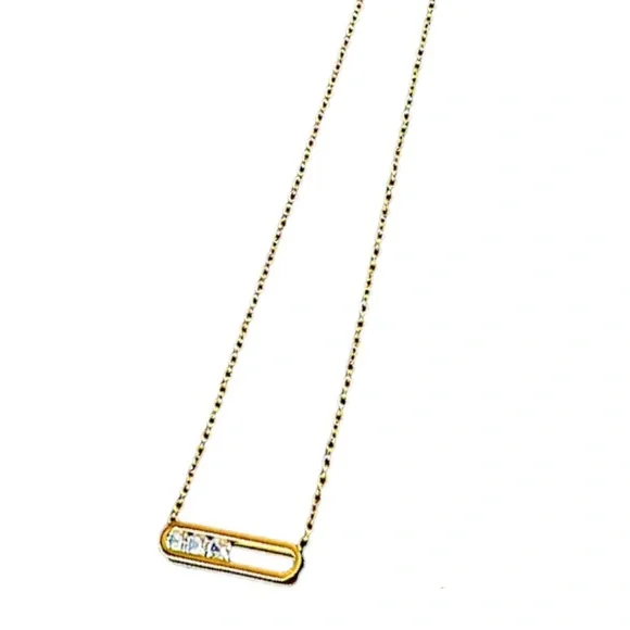 🆕 Gorgeous 18k Diamond Slider Oval Bar Necklace NWT - Picture 11 of 16